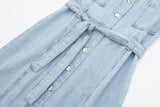 Denim Shirt Dress Woman Blue Belt Long Dresses for Women Short Sleeve Summer Dress Women  Jean Casual Maxi Female Dress