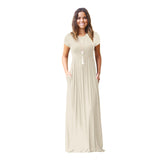 Women's Long Dress Spring Summer Short Sleeve Casual Pocket Dress Elegant Ladies Dress